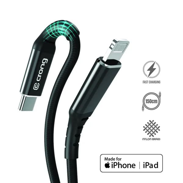 Crong USB-C USB-kabel - Lightning 1,5 m Sort (CRG-AL15USCL-BLK)