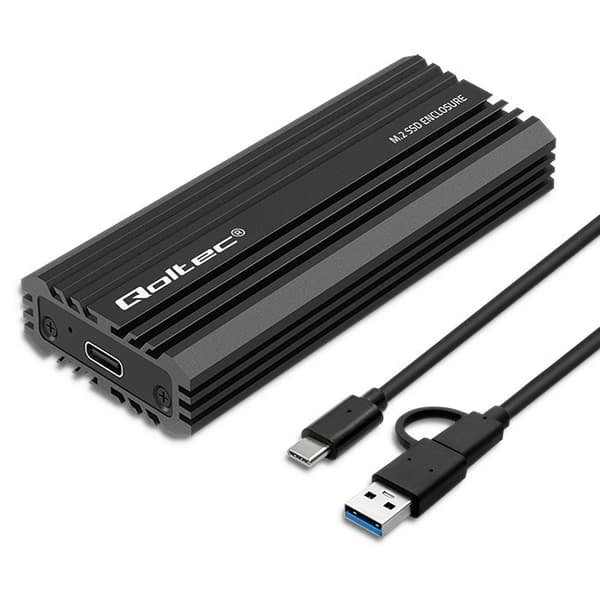Qoltec-kotelo | M.2 SSD -kotelo NV2270 | SATA | NVMe | USB-C | 2TB