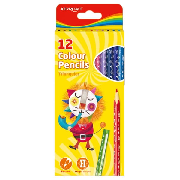 KEYROAD 12 farveblyanter trekantede blyanter KR971273