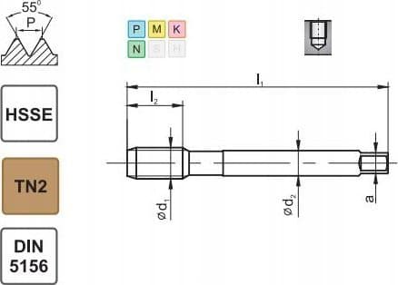 Fanar TAP G 1/8\" DIN-5156C R40 HSSE TIN 800X