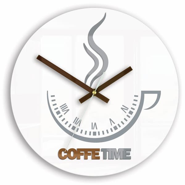 VÄGGKLOCKA COFFEE TIME II VIT