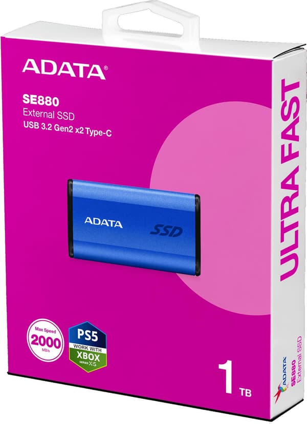 Extern SSD SE880 1TB USB3.2A/C Gen2x2 Blå