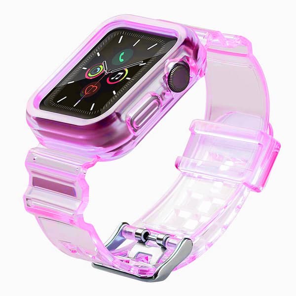 Silikoniranneke kotelolla Apple Watch 44mm - Punainen
