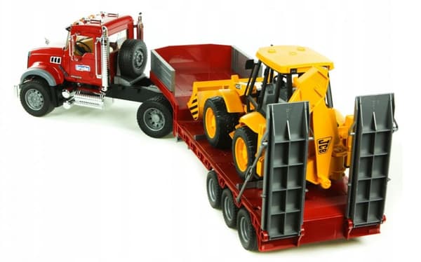 MACK med semitrailer och grävlastare JCB