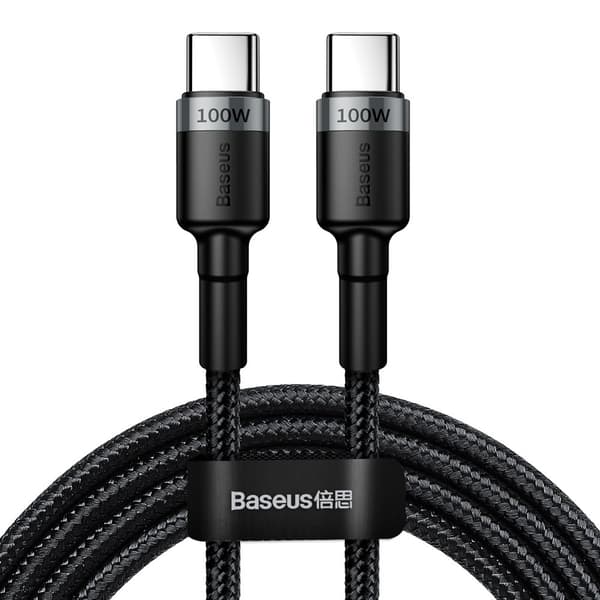 Baseus Type-C - Type-C-kabel Cafule PD2.0 100W Flash-laddning (20V 5A) 2m Grå/Svart (CATKLF-ALG1)