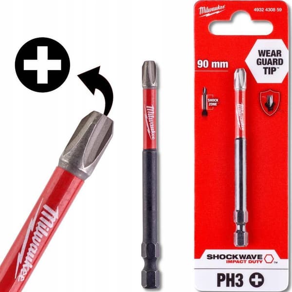 MILWAUKEE END END PH3 x 90mm/ 1 stk. SHOCKWAVE