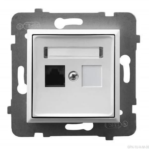 Ospel ARIA Computerstik enkelt, kat. 5e MMC hvid GPK-1U/K/m/00