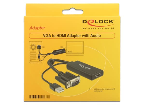 AV-sovitin Delock D-Sub (VGA) - HDMI + USB-A musta (62668)