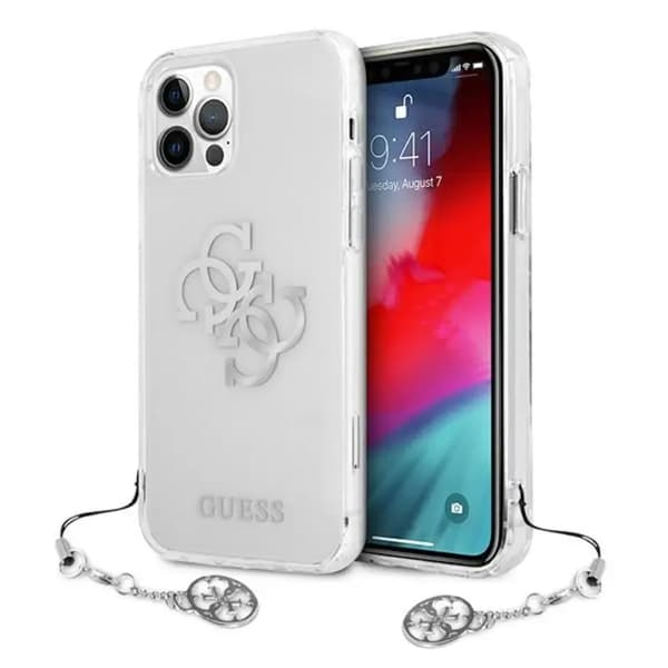 Guess GUHCP12LKS4GSI iPhone 12 Pro Max 6,7\" Transparent Hardcase 4G Silver Charms Collection