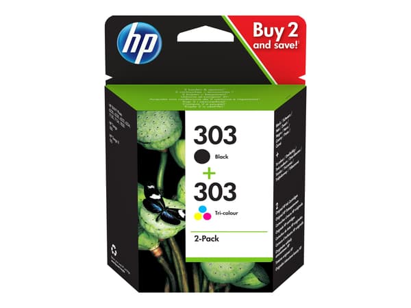HP 303 Combo Pack - 2 pakker - sort, f