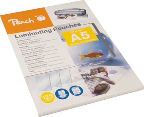 Peach-laminointitasku, A5, 125mic, Thermo, 25 kpl