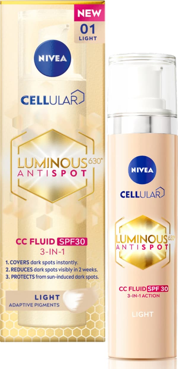 Nivea_luminous 630 CC Fluid 3in1 SPF30+ ansiktsfoundation 01 Light 40ml