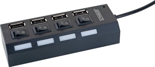 Schwaiger USB-hubb 4-vägs 2.0A passiv jack svart