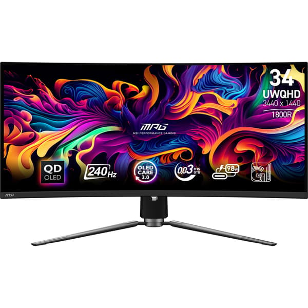 MSI 34\" MPG 341CQPX QD-OLED -näyttö 2xHDMI-, DP- ja 4xUSB-liitännöillä