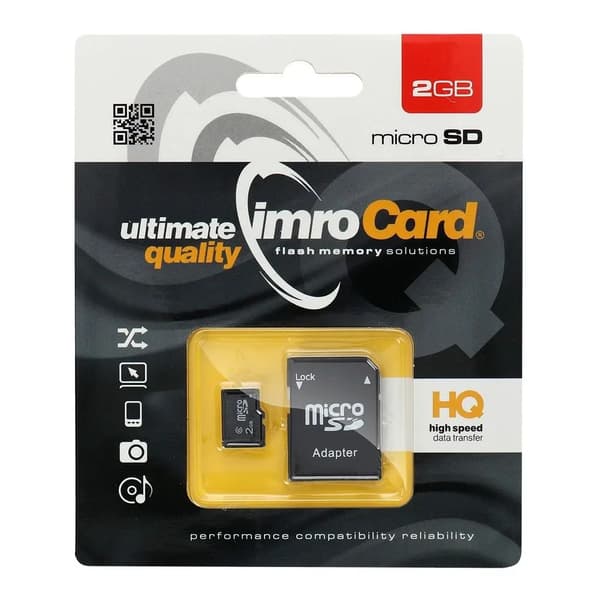IMRO microSD 2GB -muistikortti SD-adapterilla