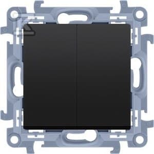 Simon 10 Dobbeltknap (Modul) 10AX, 250V, Skrueterminaler Mat Sort CP2.01/49