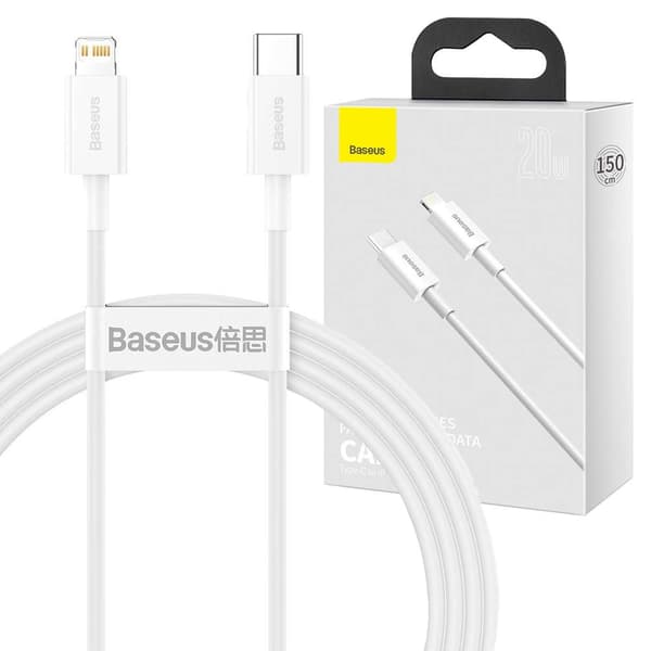 Baseus Type-C - Lightning Superior Series snabbladdande datakabel PD 20W 1,5m Vit (CATLYS-B02)