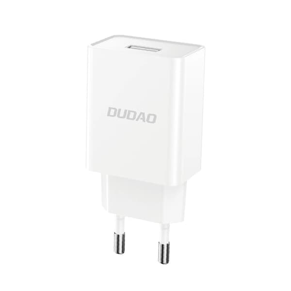 Dudao A4EU USB-A 2,1 A seinälaturi – valkoinen + USB-A – USB-C-kaapeli
