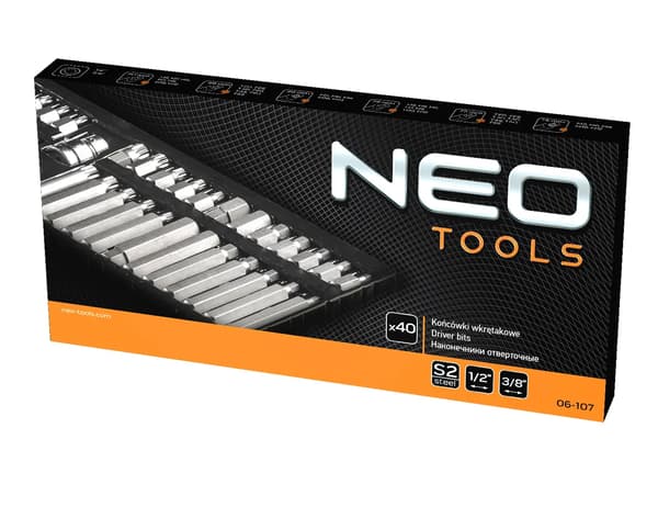 Neo Akku-ender TORX, HEX, SPLINE sæt 40 stk (06-107)