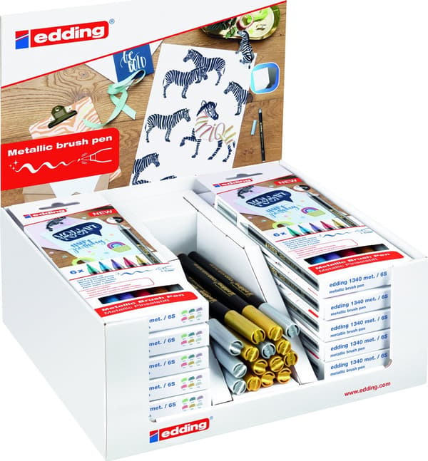 Edding Pen med penselspids e-1340 EDDING, display, 87 stk., farveblanding
