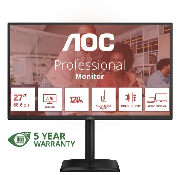 AOC 68,6 cm (27\") 27E4CV 16:09 HDMI+DP+USB-C nosto musta