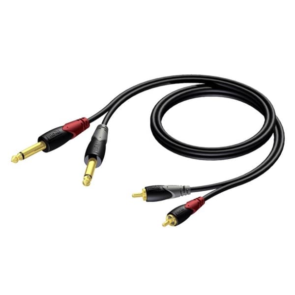 PROCAB CLA631/1.5 2 x RCA/cinch han - 2 x 6.3 mm Jack mono 1.5 m