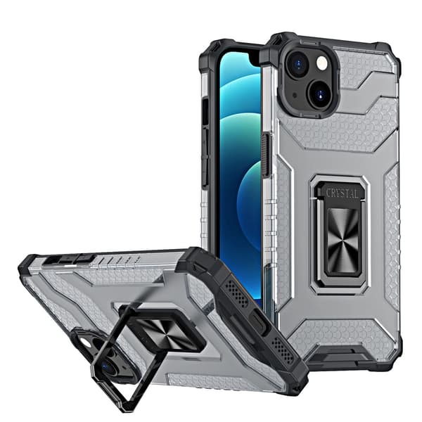 Crystal Ring Case robust Kickstand TPU/PC Pansar Mobilskal Hårt Skal för iPhone 12 mini svart