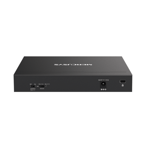 MERCUSYS MS108GP switch (8xGBE, 7xPoE+, 65W, blæserløs)