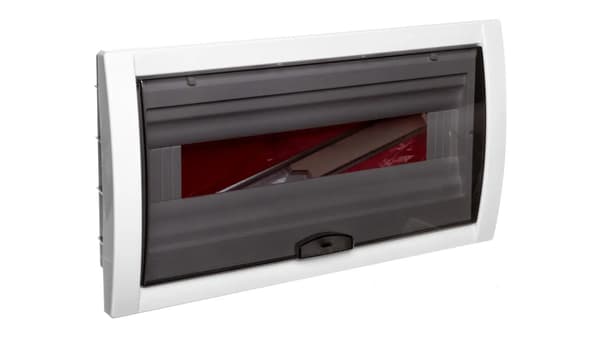 Infälld kopplingsutrustning, 1-rad, 18-modul IP40, transparent dörr/ 90912018
