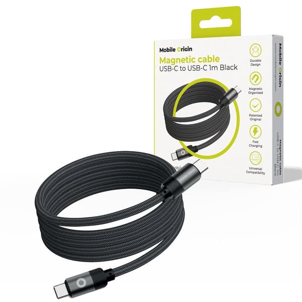 Mobile Origin Magnetisk Patenteret Original Kabel USB-C til USB-C 1m, sort