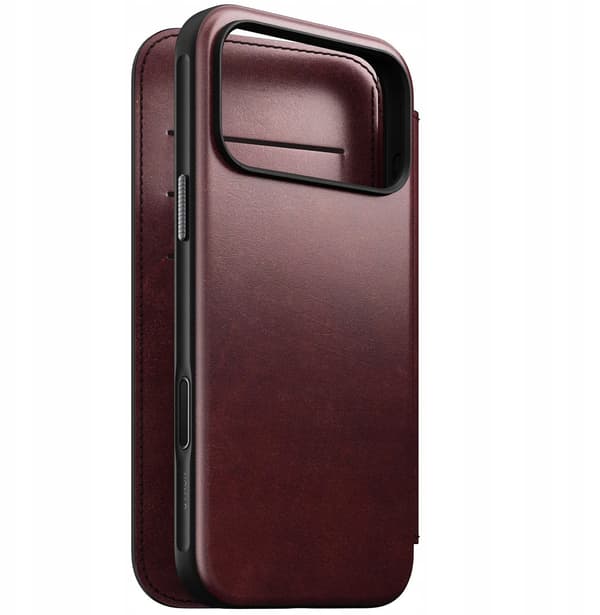 Nomad Modern Leather Folio, vinröd (Horween) - iPhone 17 Pro Max