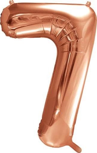 Party Deco Folieballong Nummer \"7\", 86cm, rosa guld universal