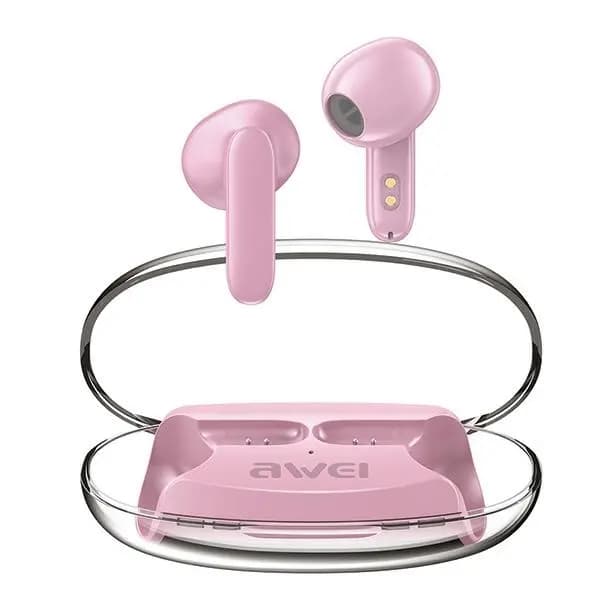 AWEI BLUETOOTH HOVEDTELEFONER 5.3 T85 ENC TWS + PINK DOCKINGSTATION / PINK