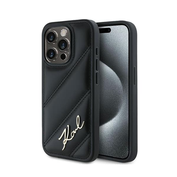 Karl Lagerfeld KLHCP15XPQDSMGK Apple iPhone 15 Pro Max hårdskal Diagonal Quilted Script svart