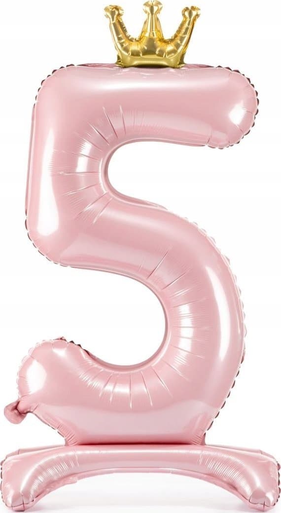 Stående folieballon tal \"5\", 84 cm, lyserød