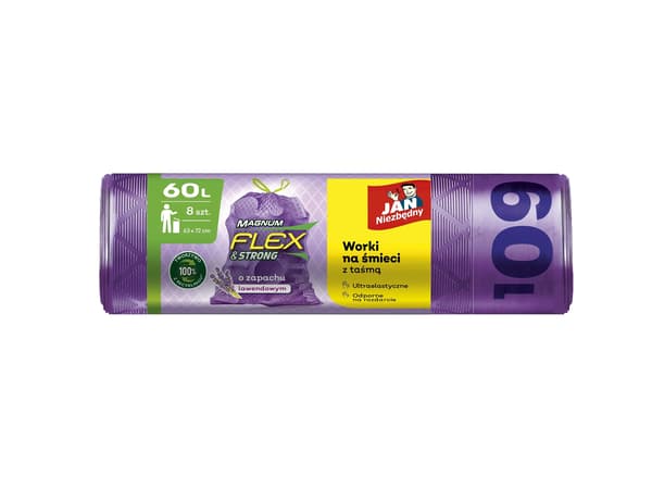 Jan Necessary Roskapussit teipillä Magnum Flex&Strong - Laventeli 60L 1p.-8kpl