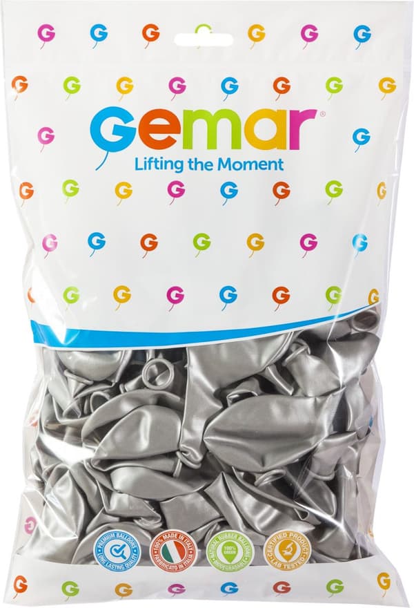 Ballon G110 metallic 12\" sølv 38/100 stk Godan