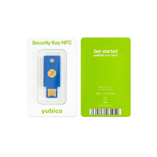 Yubico Security Key NFC Säkerhetsnyckel NFC, Windows, Säkerhetsnyckel NFC, Windows, Mac OS, Linux, Blå, USB-A, FIDO 2-certifierad, FIDO Universal 2nd