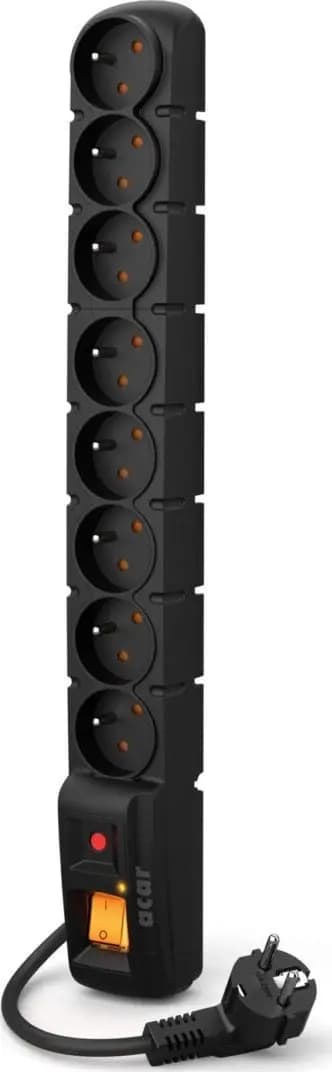 Strømskinne Acar S8 PRO overspændingsbeskyttelse 8 stik 1,5 m sort (W0142)