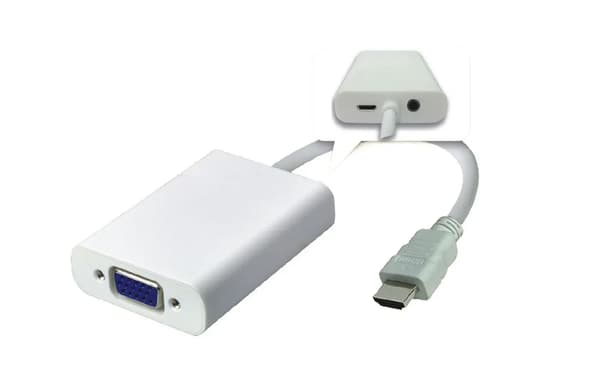 MicroConnect-adapter HDMI - VGA H/H, vit, stöder ljud, 1920*1080p@60Hz med Micro USB för extra strömförsörjning