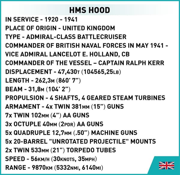 Cobi Historical Collection WWII HMS Hood (4830)