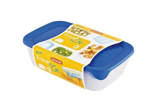 CURVER SÆT AF BEHOLDERE FRESH&GO 2L+1L+0,5L /BLÅ/ TRANSPARENT