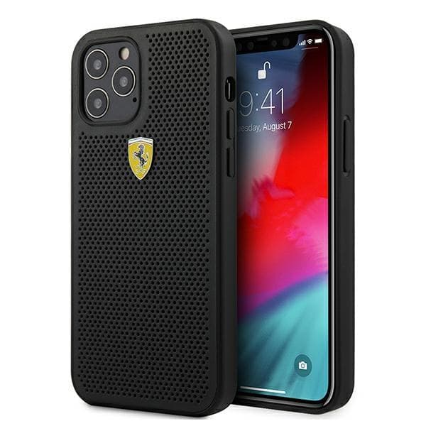 Ferrari FESPEHCP12MBK iPhone 12/12 Pro 6.1\" sort/sort Hardcase On Track Perforated