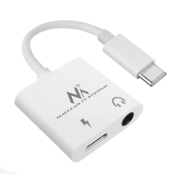 Adapterkabel Maclean MCTV-848 USB Typ-C - 3,5 mm minijack PD vit