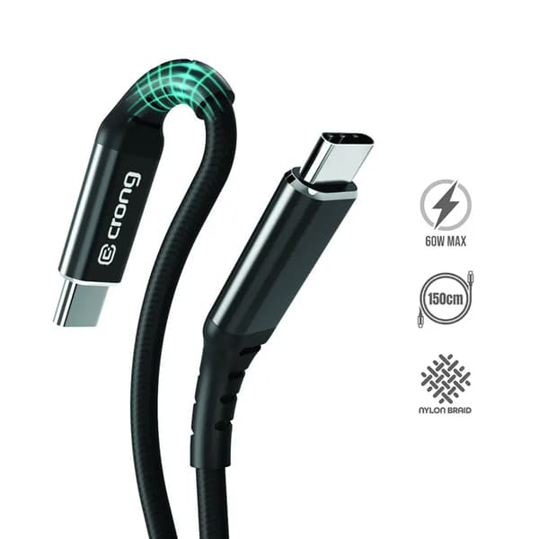 Crong USB-C - USB-C -kaapeli 1,5 m, musta (CRG-AL15USCC-BLK)