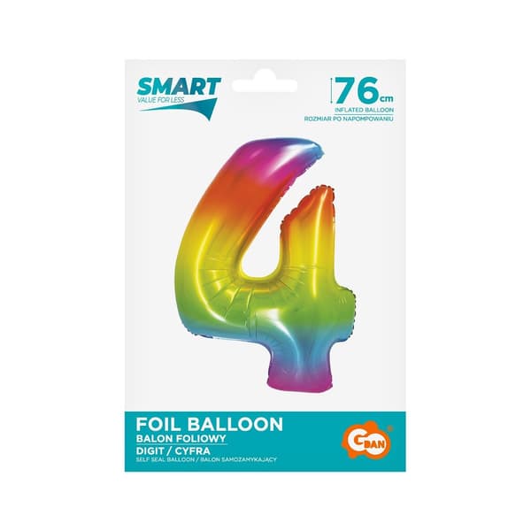 Folieballon Smart Nummer 4 fil 76cm CH-STC4