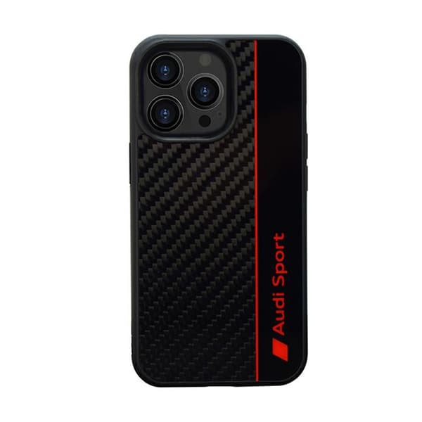 Audi Carbon Fiber Stripe iPhone 13 Pro Max 6,7\" sort/sort Hardcase AUS-TPUPCIP13PM-R8/D1-BK