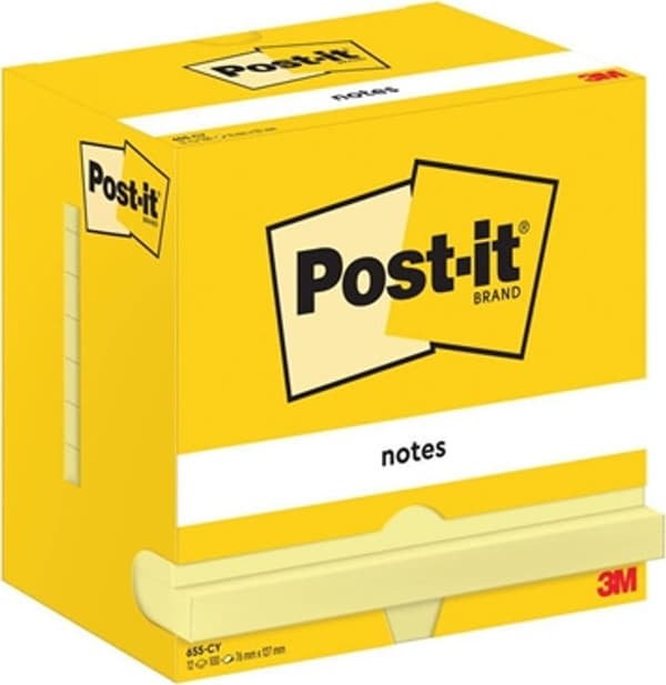 Post-it Notes 76x76mm (654-CY) gul (12x100)