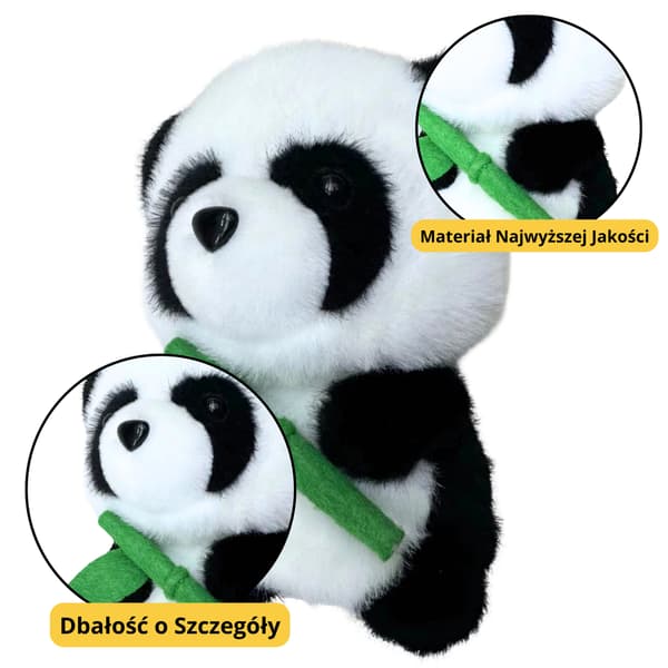 Plys Maskot Bamse Panda Med Bambus 18cm