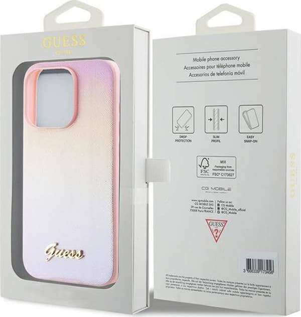 GUESS GUHCP15LPSAIRSP IPHONE 15 PRO 6.1\" ROSA/PINK HARDCASE SAFFIANO IRIDESCENT SCRIPT